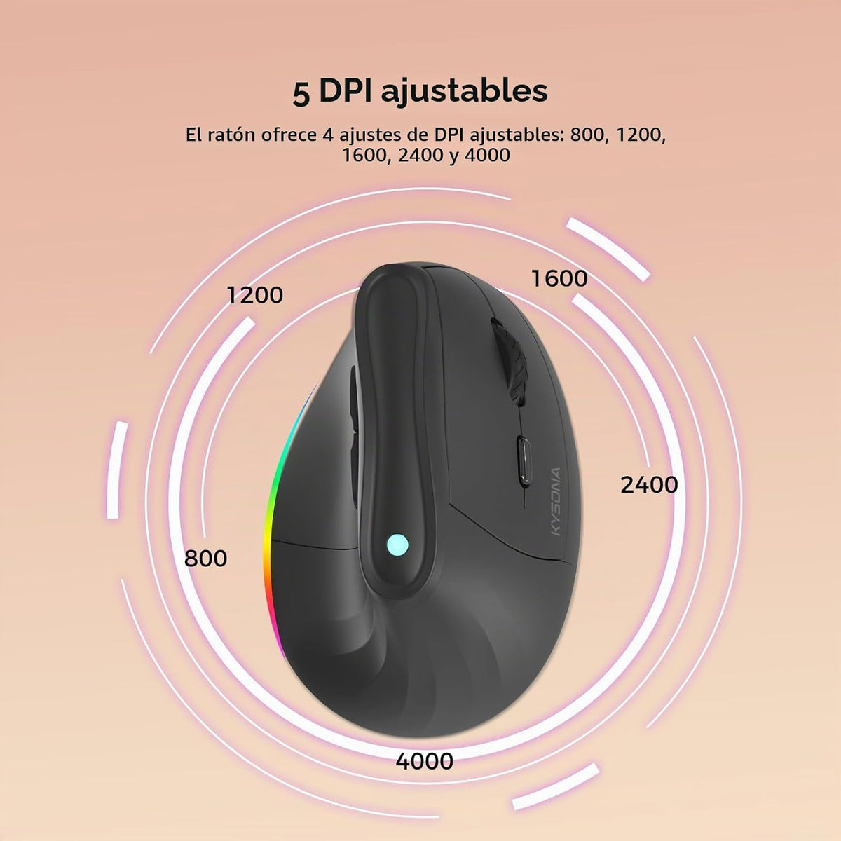 KYSONA Ratón ergonómico recargable inalámbrico de 57°, mouse Ergo s...
