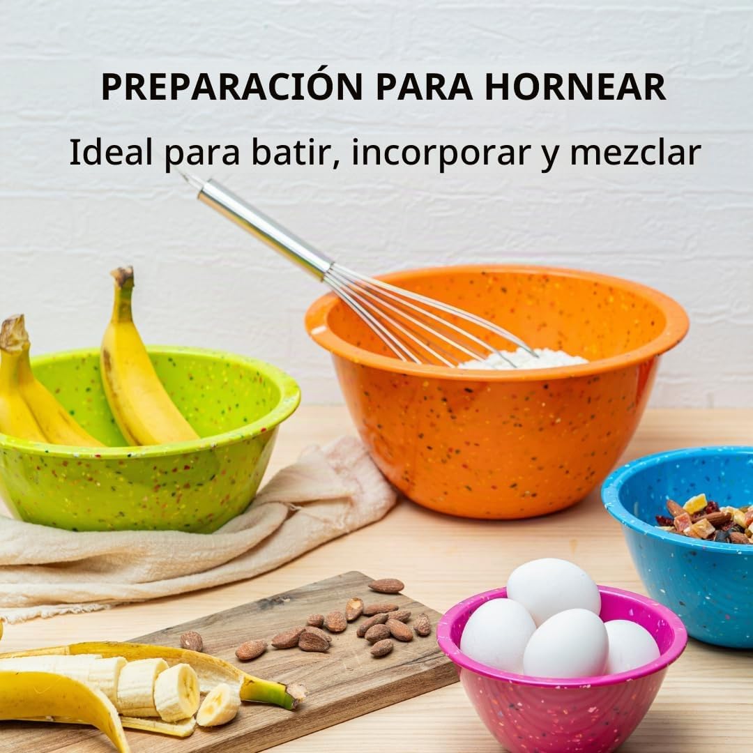 bzyoo Juego de 4 cuencos mezcladores de melamina de confeti, colori...