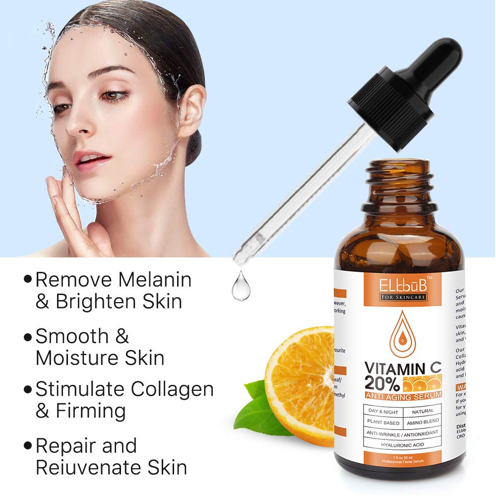 Suero de Vitamina C Premium al 20% para el Rostro con Ácido Hialuró...