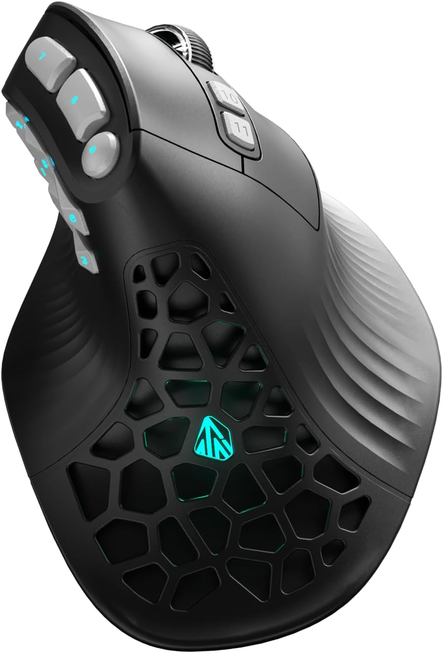 SOLAKAKA E9 PRO - Mouse vertical MMO para juegos con dongle 8K, sen...