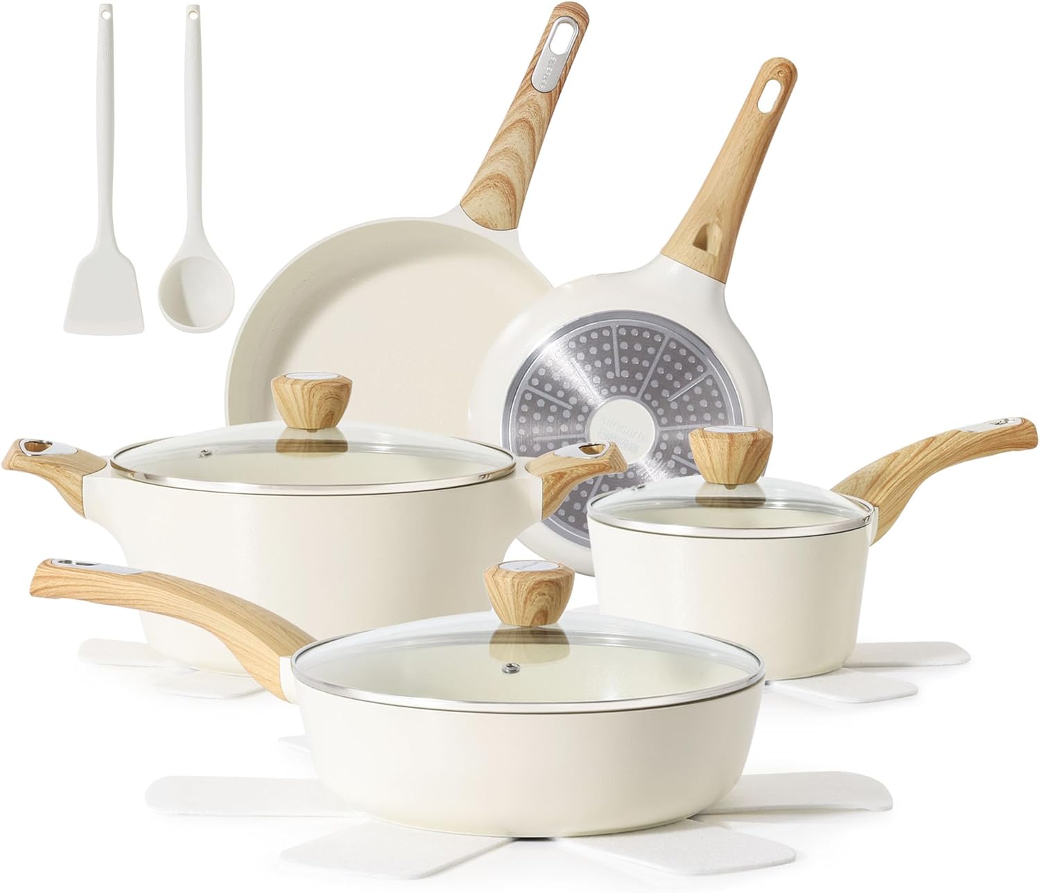 SENSARTE Juego de utensilios de cocina de cerámica, juego de ollas...