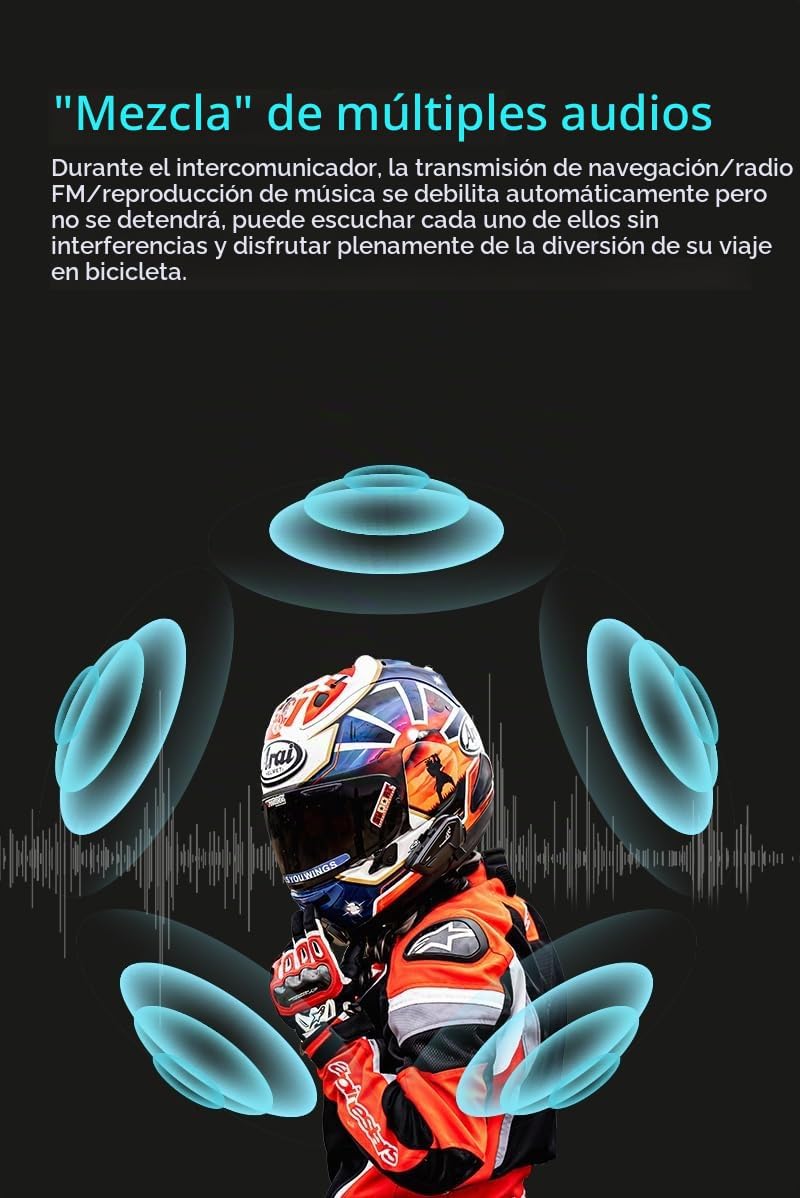 FreedConn FX PRO - Auriculares Bluetooth para Casco de Motocicleta,...