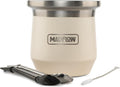 MADFLOW Taza de Yerba Mate. Taza mate de acero inoxidable con 2 bombillas. Calabaza de yerba mate aislada al vacío de doble pared. Juego único de calabaza y bombilla