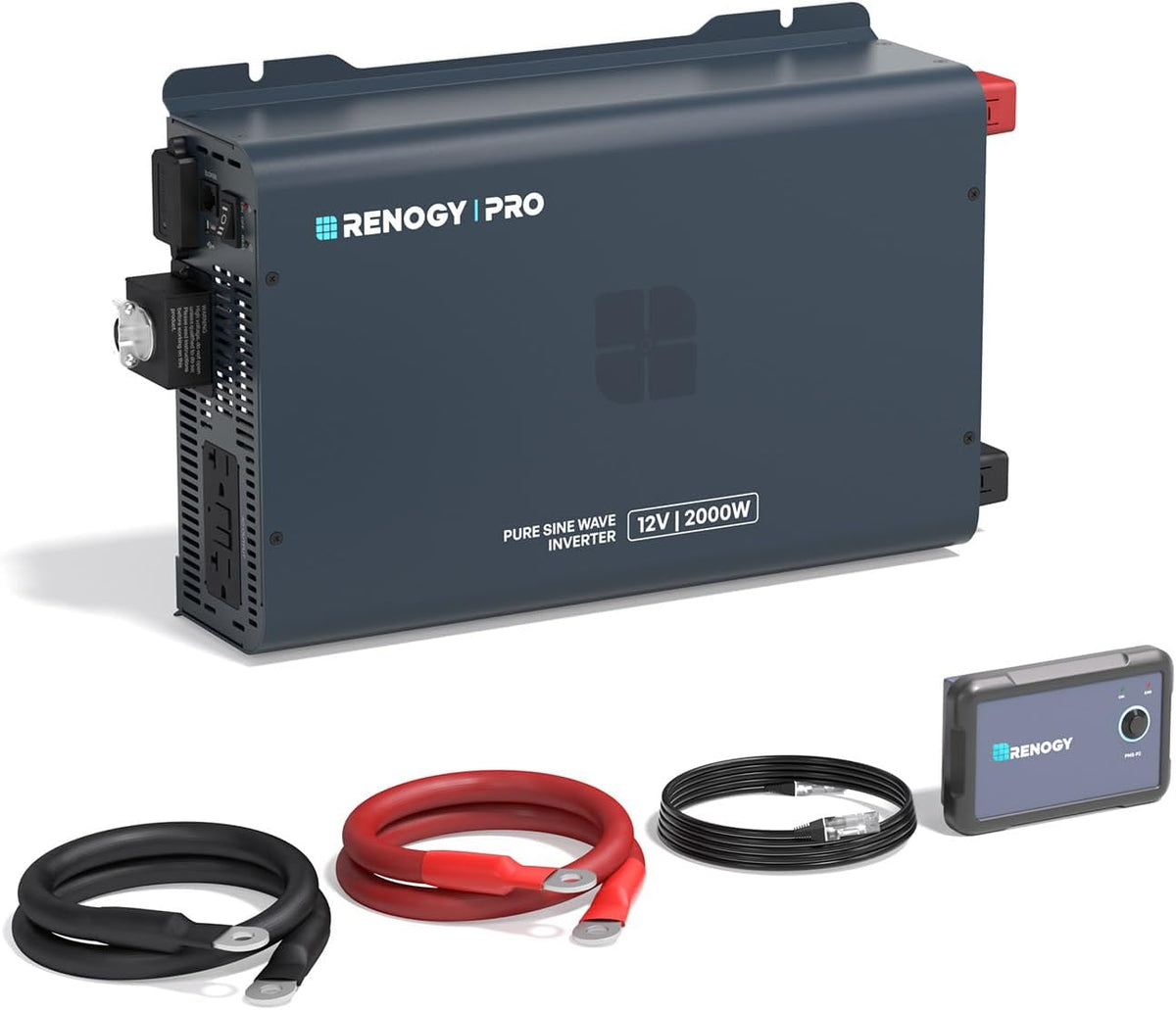 Renogy Inversor de onda sinusoidal pura 2000W 12V a 120V, baja pote...