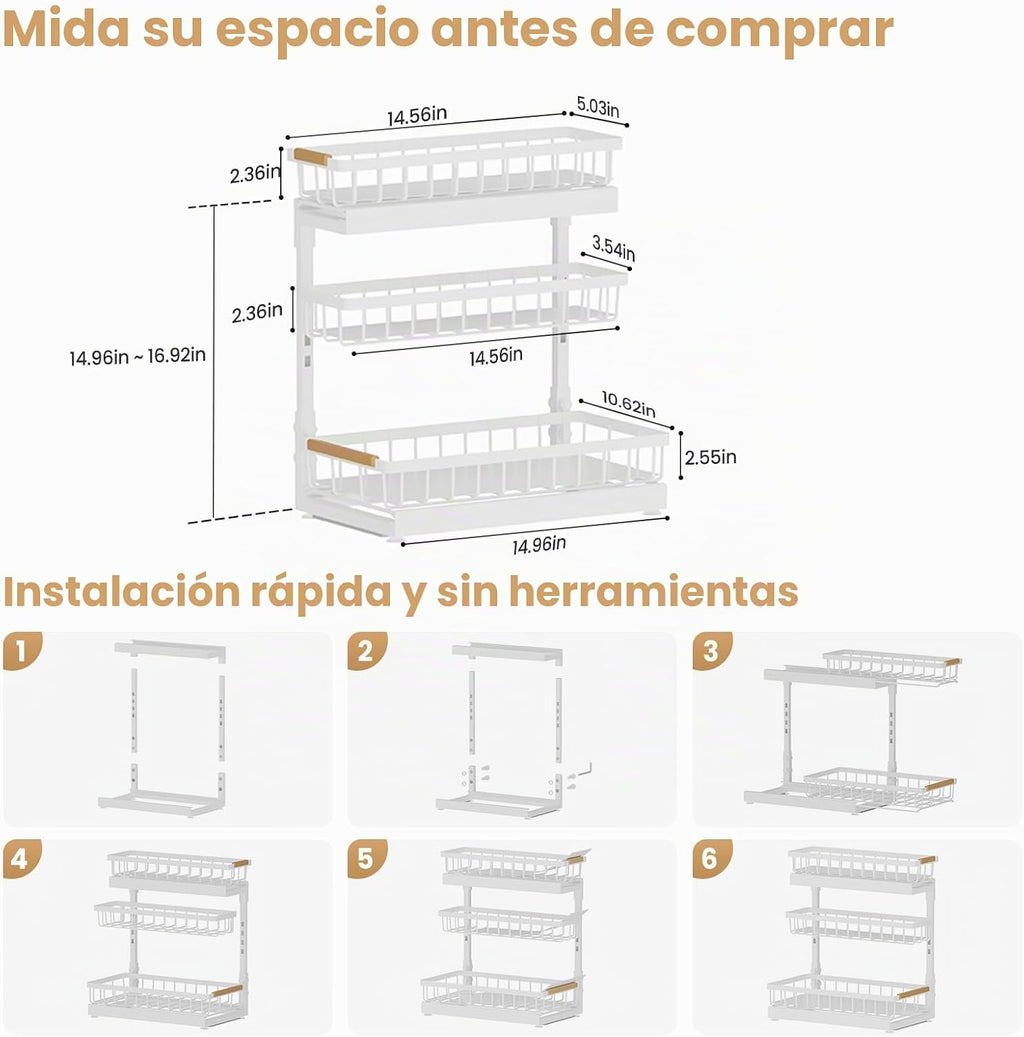 Aekenr Organizador y almacenamiento para debajo del fregadero para...