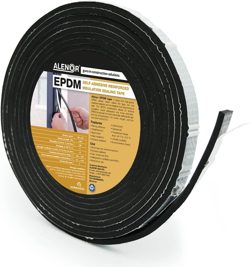 Alenor EPDM - Cinta aislante de espuma negra autoadhesiva de 1\/5 x...