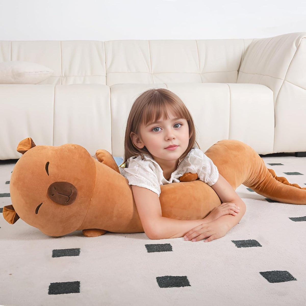 Almohada de peluche gigante de 122 cm de capibara, gran capibara fl...