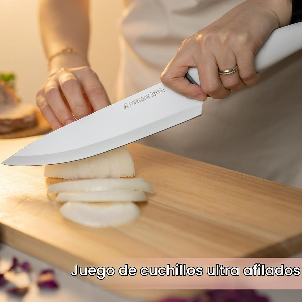 Astercook - Juego de cuchillos con bloque y afilador, juego de cuch...