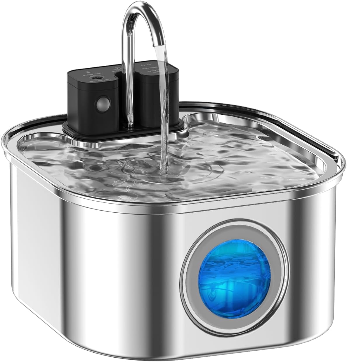 NautyPaws Fuente de agua para gatos inalámbrica, de acero inoxidabl...