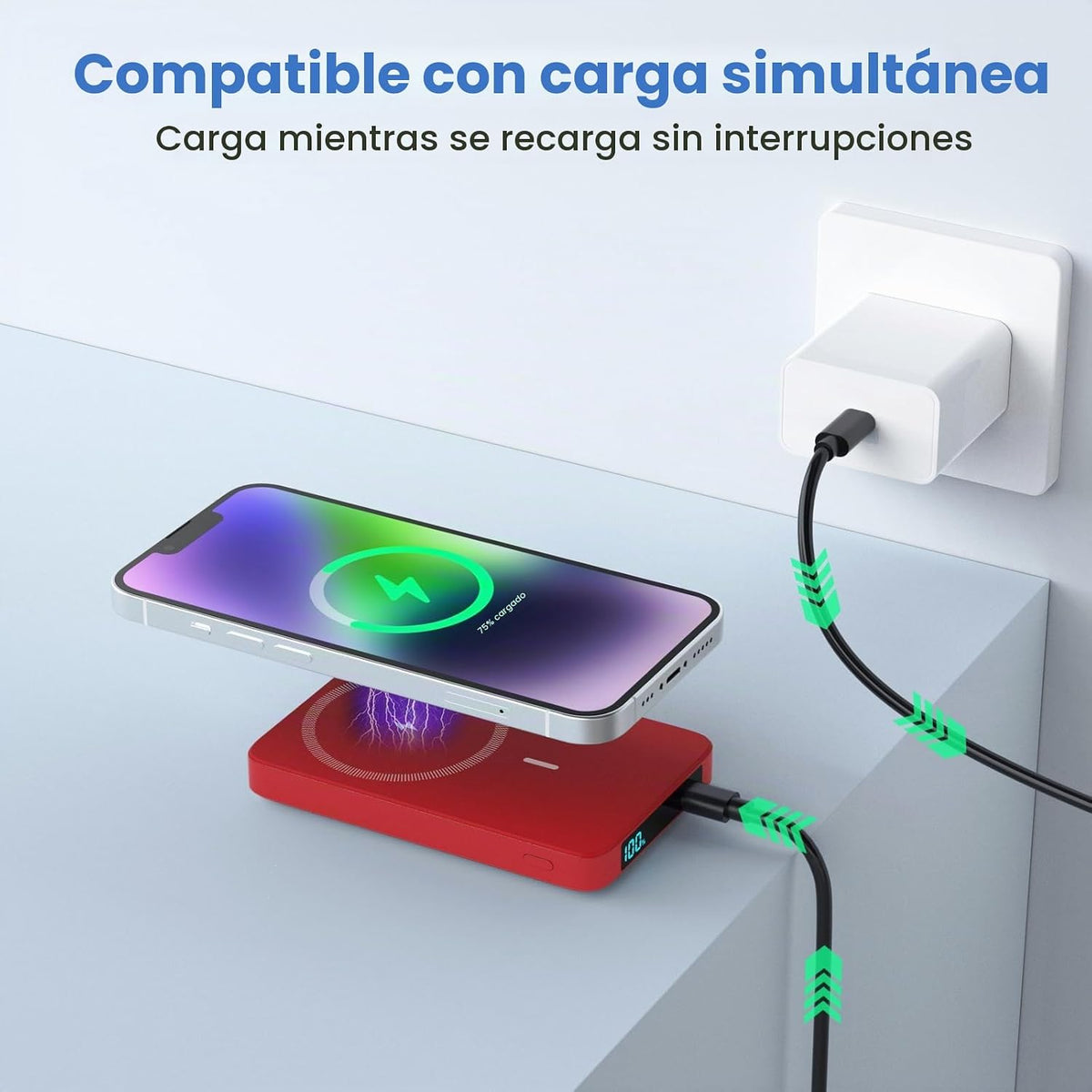 HHETP Cargador portátil magnético de 10800 mAh para batería Magsafe...