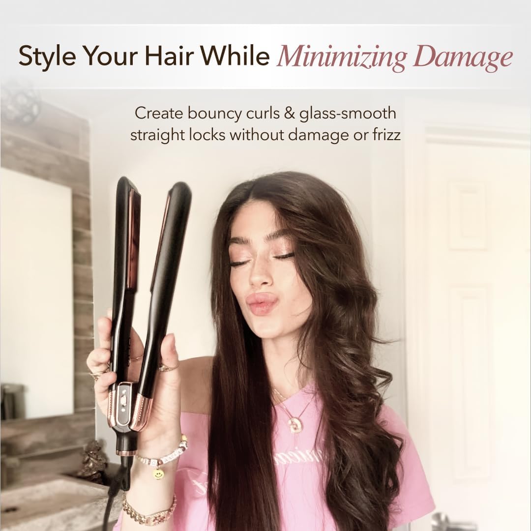 Plancha de pelo con plancha plana SRILabs StyleQ y terapia de luz r...