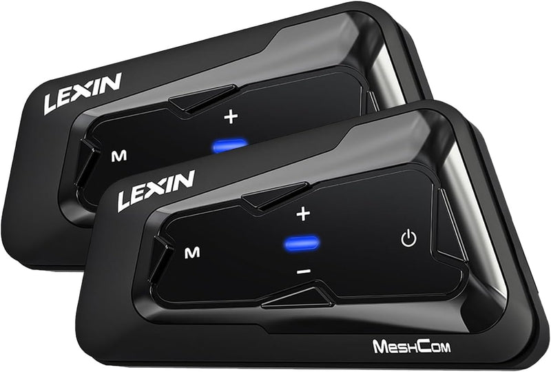 LEXIN MeshCom - Auriculares Bluetooth para motocicleta, intercomuni...
