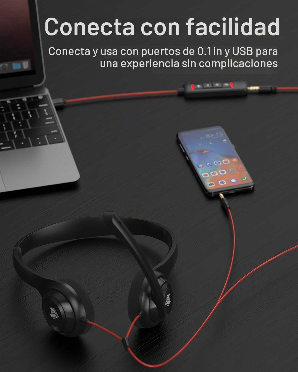 NUBWO HW02 Auriculares USB para Computadora con Micrófono de Chat C...