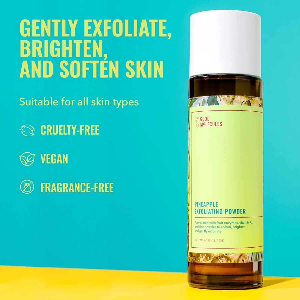 Good Molecules Polvo exfoliante de piña, exfoliante facial con enzi...