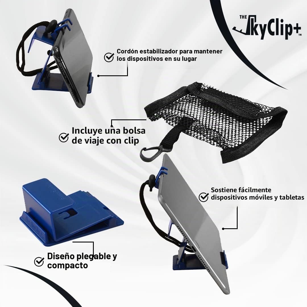 The SkyClip+ Soporte para teléfono y tableta para viajes aéreos, us...