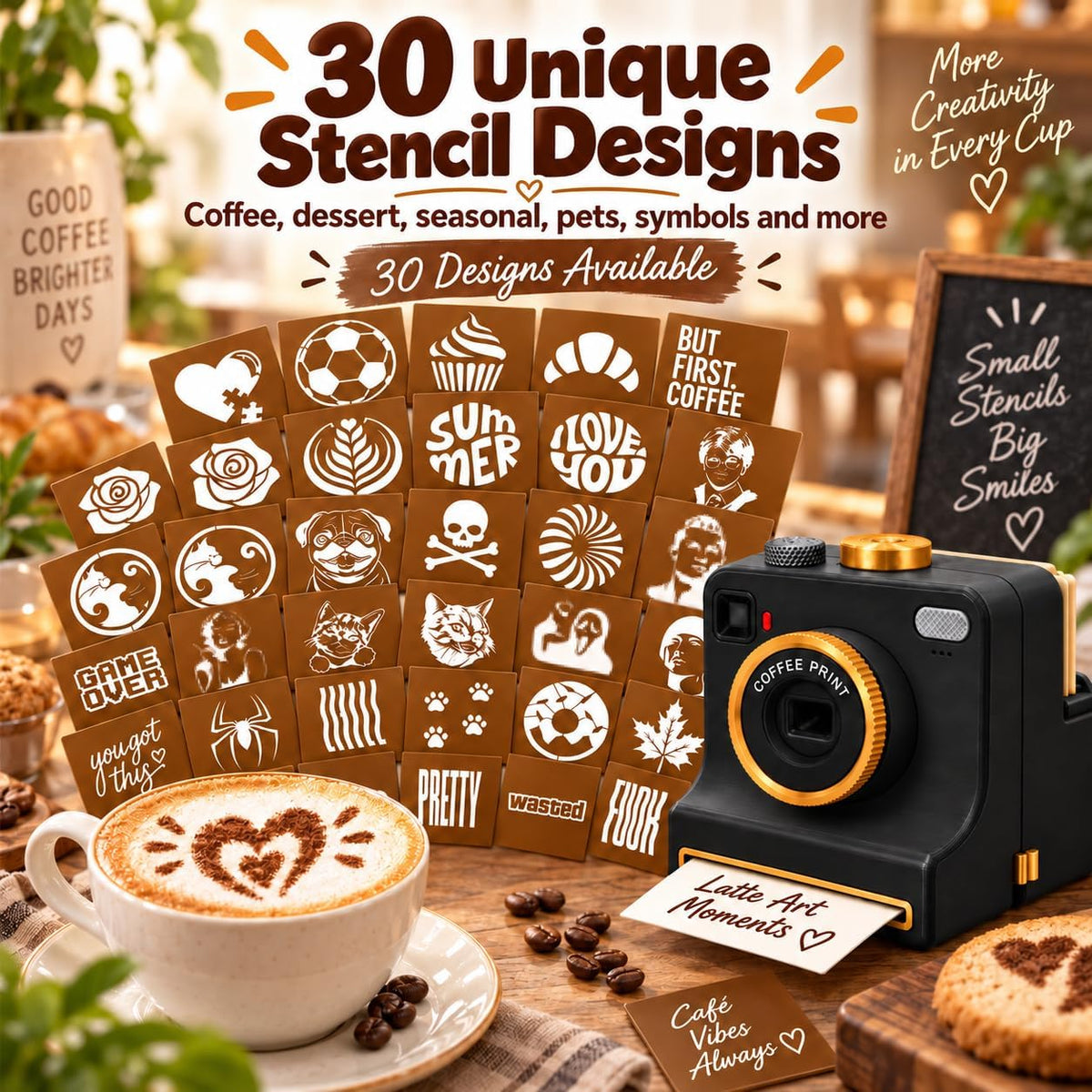 Cámara de arte latte impresa en 3D, impresora manual de café en pol...