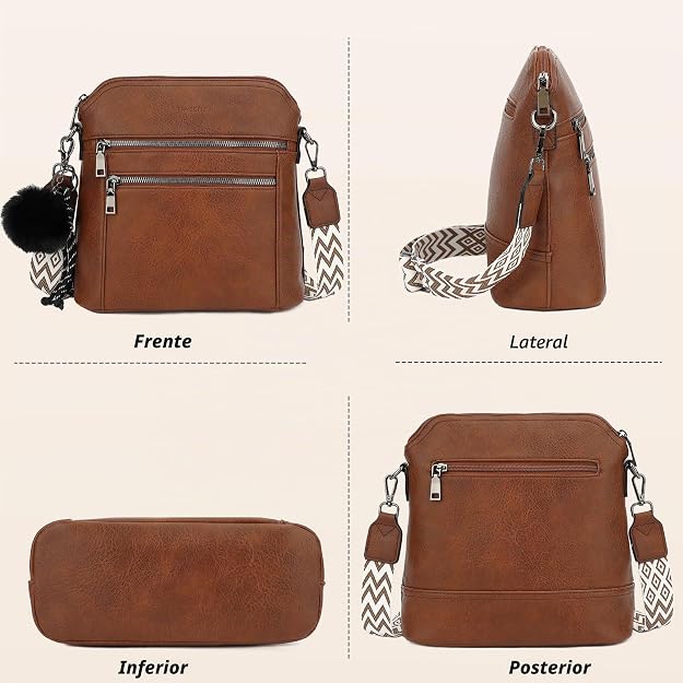 Bolso bandolera TANTOMI para mujer: bolso de mano de piel sintética