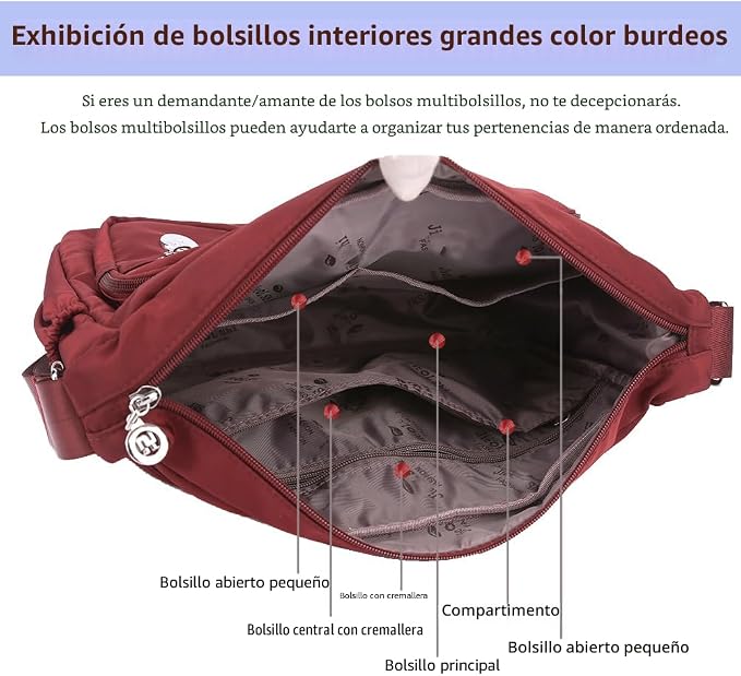 MINTEGRA Bolso de mano de hombro para mujer, espacioso bolso cruzado con múltiples bolsillos, bolso de mano a la moda con asa superior, L