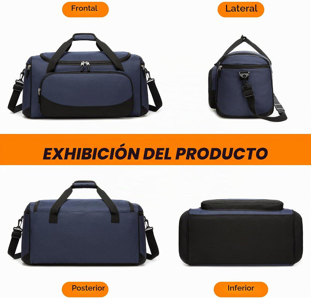 Bolsa de gimnasio, 21 pulgadas, grande, para viajes y deportes, Azul marino
