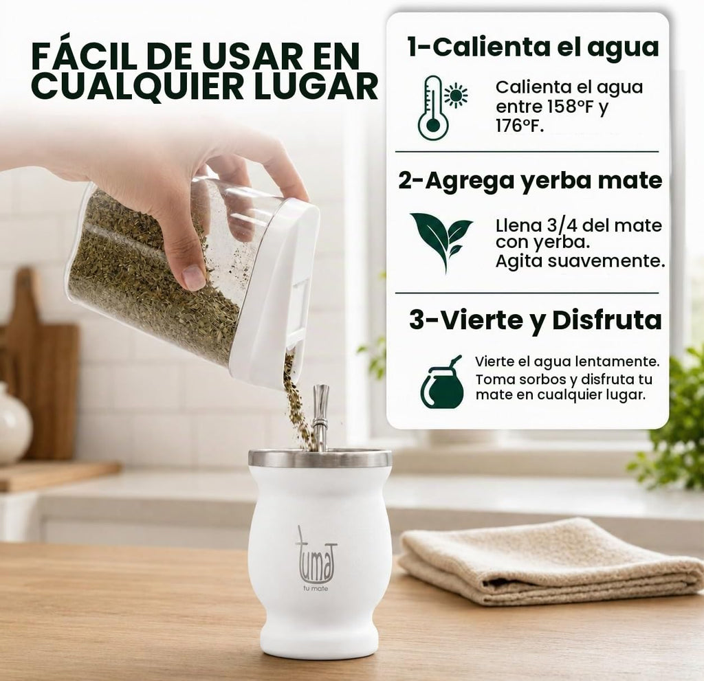 Kit completo de yerba mate, incluye taza mate, pajita (Bombilla), termo de 750ml (25.4 fl oz), bolsa y dos regalos (contenedor de yerbero y calentador de inmersión para automóvil), juego de yerba mate