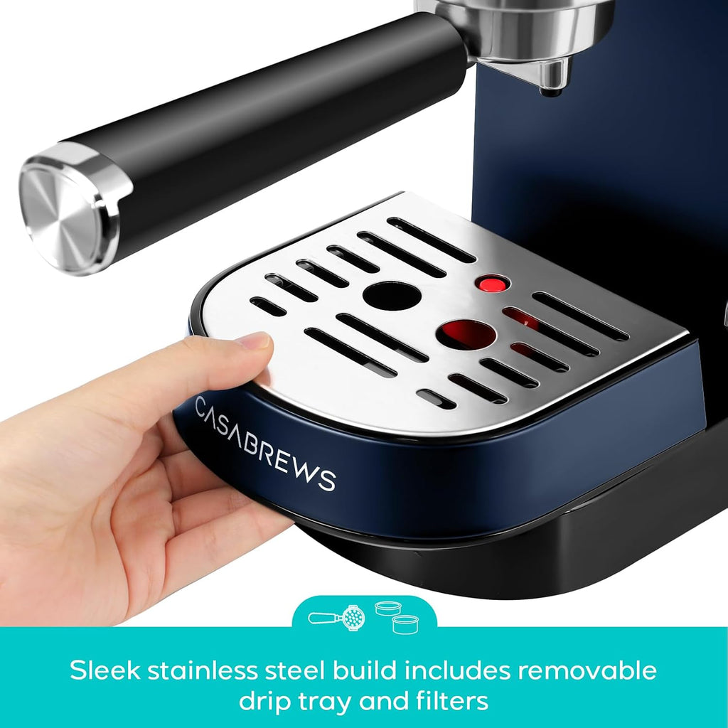 Máquina de espresso CASABREWS de 20 bares, cafetera profesional con varita espumadora de leche, máquina de café espresso con tanque de agua extraíble de 34 oz, regalo para amantes del café