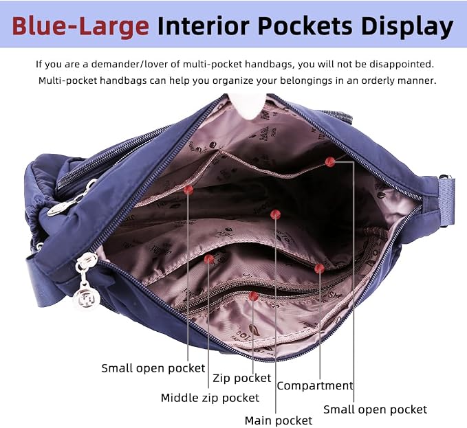 MINTEGRA Bolso de mano de hombro para mujer, espacioso bolso cruzado con múltiples bolsillos, bolso de mano a la moda con asa superior, S