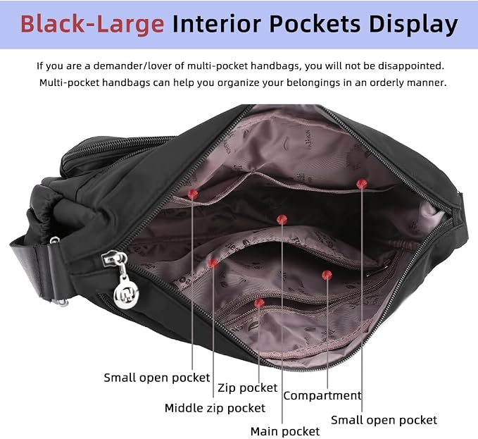 MINTEGRA Bolso de mano de hombro para mujer, espacioso bolso cruzado con múltiples bolsillos, bolso de mano a la moda con asa superior, L