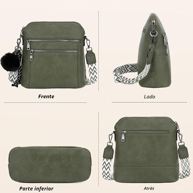 Bolso bandolera TANTOMI para mujer: bolso de mano de piel sintética