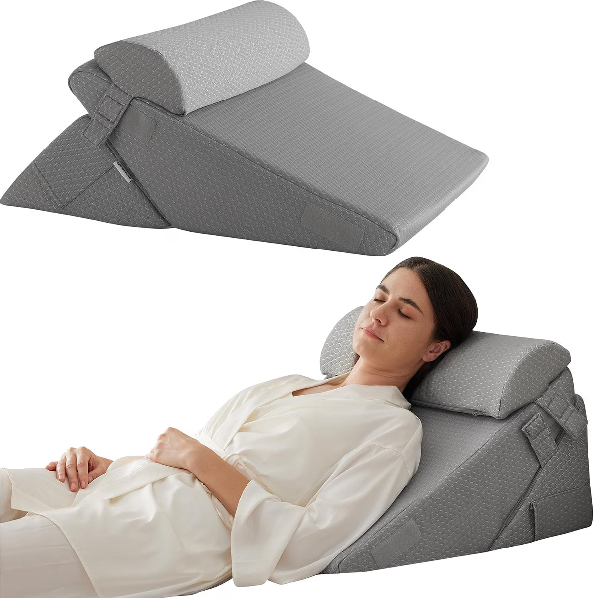Juego de 3 almohadas ortopédicas de cuña, triangular, plegable, de 9 y 12 pulgadas, para cama, posoperatorio de espalda, piernas y rodillas, dormir, reflujo ácido, ronquidos