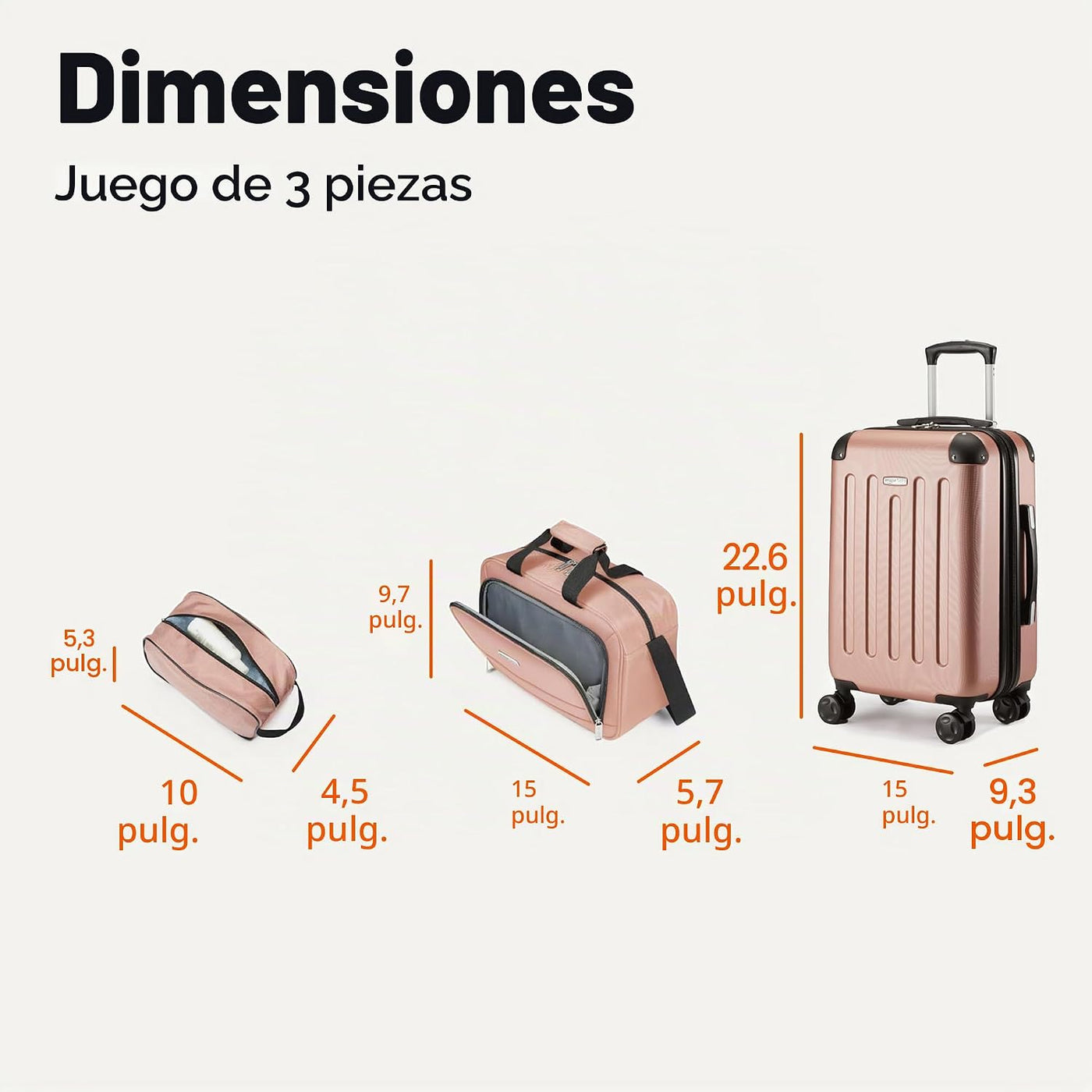 Amazon Basics Maleta rígida de mano con ruedas, juego de equipaje d...
