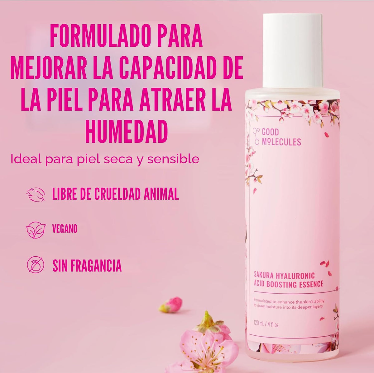 Good Molecules Sakura Esencia potenciadora de ácido hialurónico, 4...