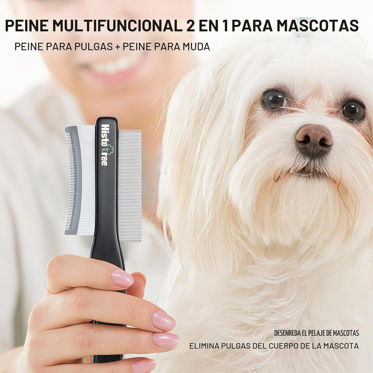 Histotree Peine 2 en 1 para desenmascarar y despelar perros con man...