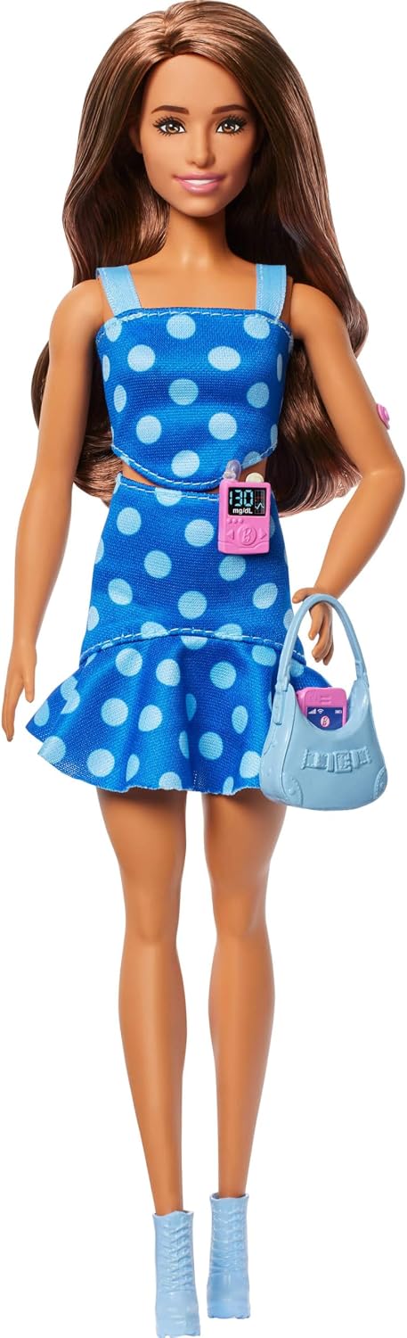 Muñeca Barbie Fashionistas #242, muñeca con diabetes tipo 1 con atu...