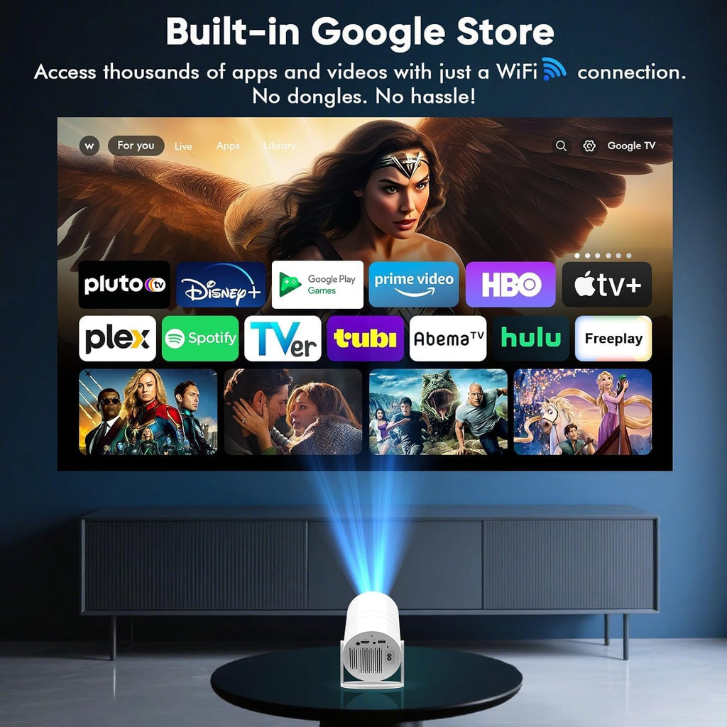 [Google TV integrado y control de voz] Mini proyector WISHOLY con W...