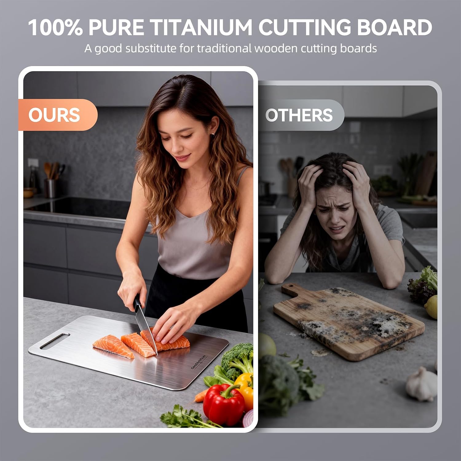 Juego de 3 tablas de cortar de titanio, 100% titanio puro, tabla de...