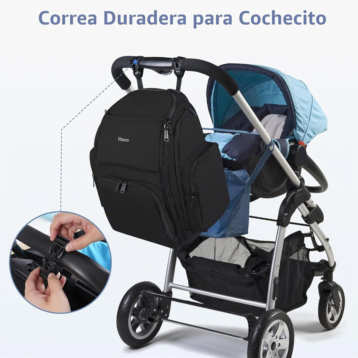 Mancro - Mochila, pañalera, Gran capacidad, impermeable, elegante.,...
