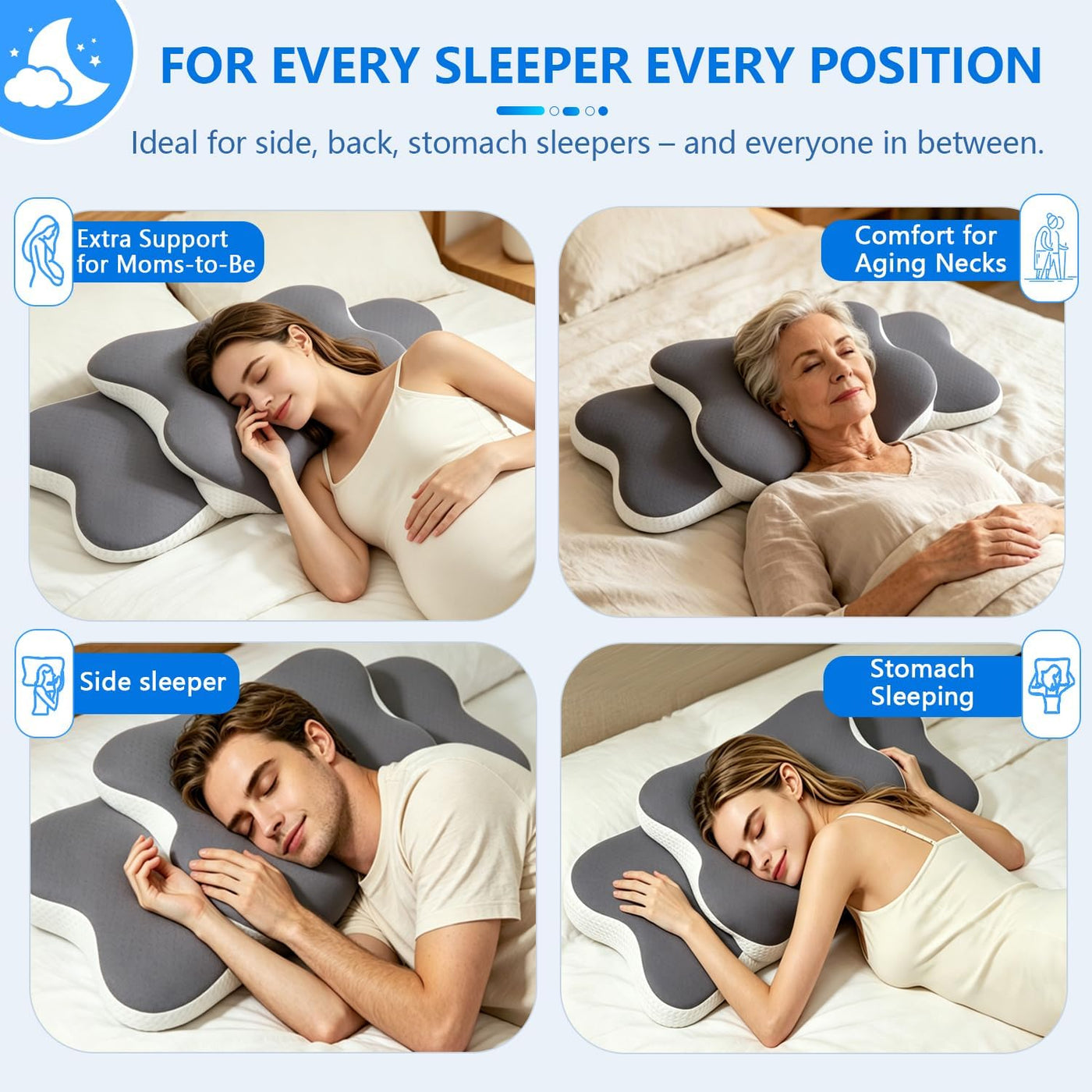 Almohada cervical para aliviar el dolor de cuello y dormir de lado...