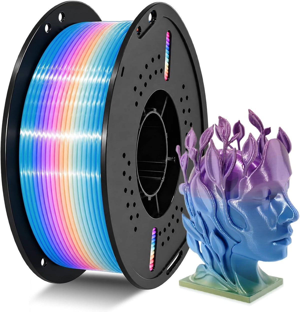 Cosmic Silk Rainbow PLA+ 0.07 in, filamento de impresora 3D de 2.2...