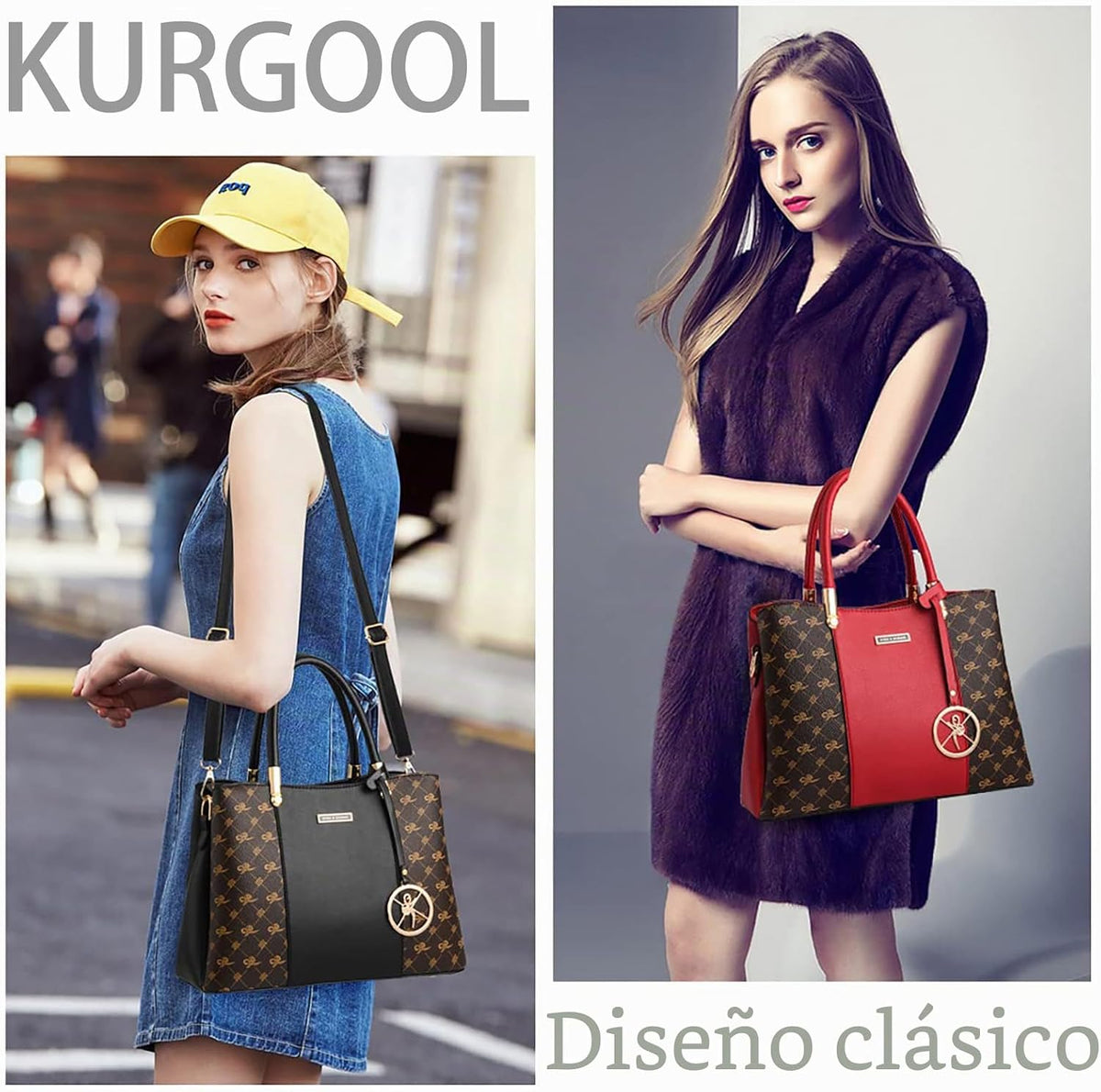 KURGOOL Bolsos y bolsos de mano para mujer, bolso de hombro con asa...