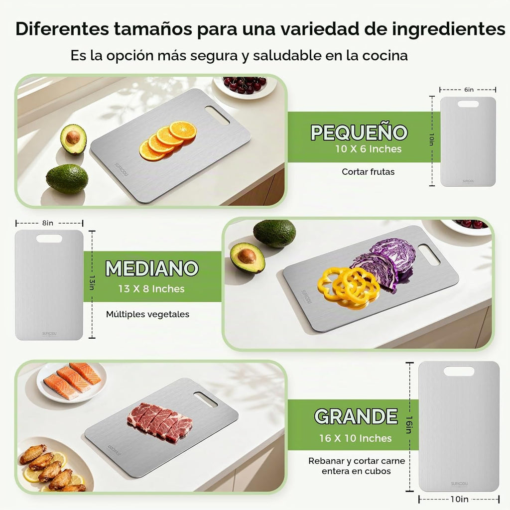 Juego de 3 tablas de cortar de titanio, 100% tablas de cortar de ti...