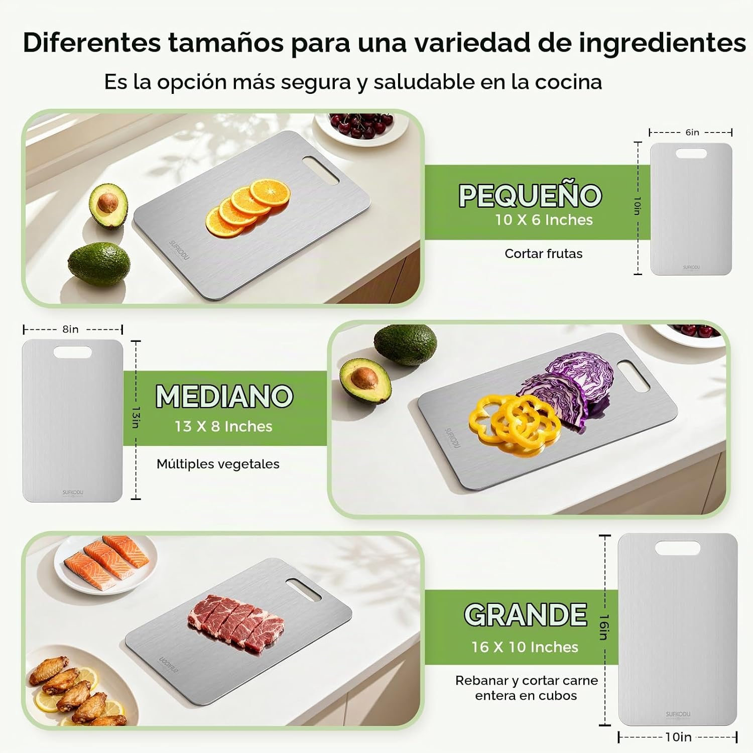 Juego de 3 tablas de cortar de titanio, 100% tablas de cortar de ti...