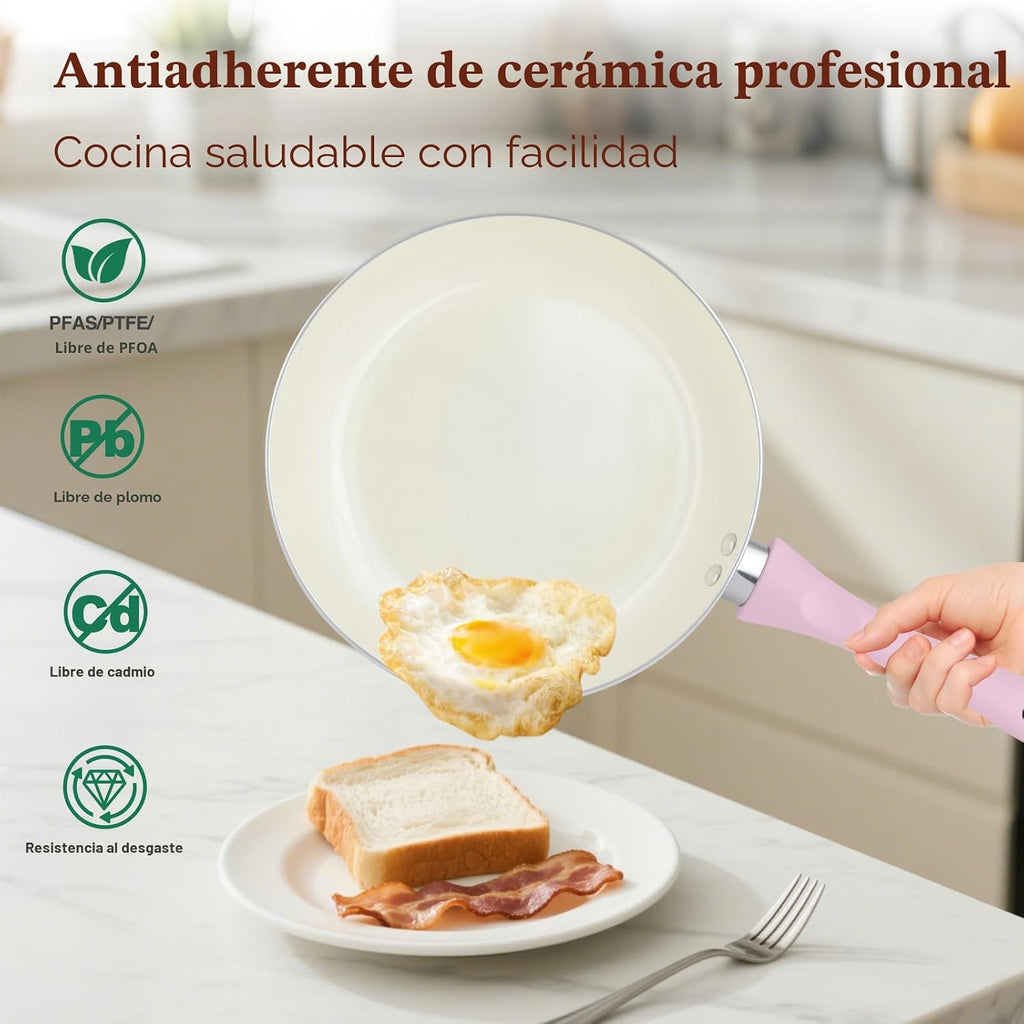 M MELENTA Juego de ollas y sartenes antiadherentes, juego de utensi...