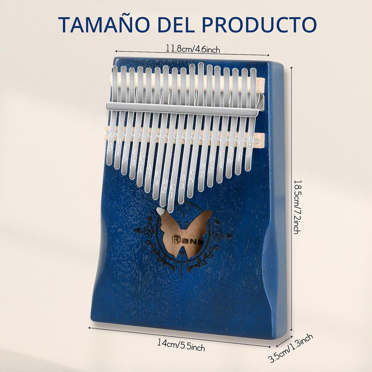 RANMING Piano de pulgar Kalimba de 17 teclas de madera maciza de ca...