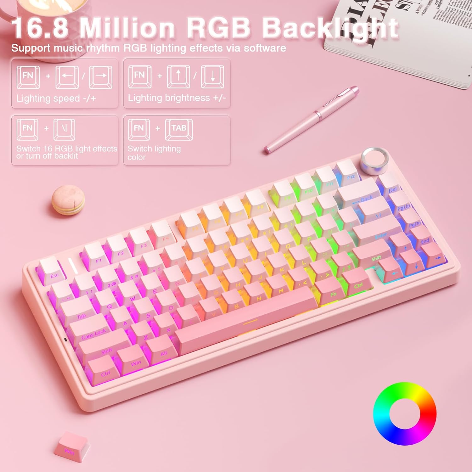 AULA F75 Pro Teclado mecánico inalámbrico versión silenciosa, tecla...