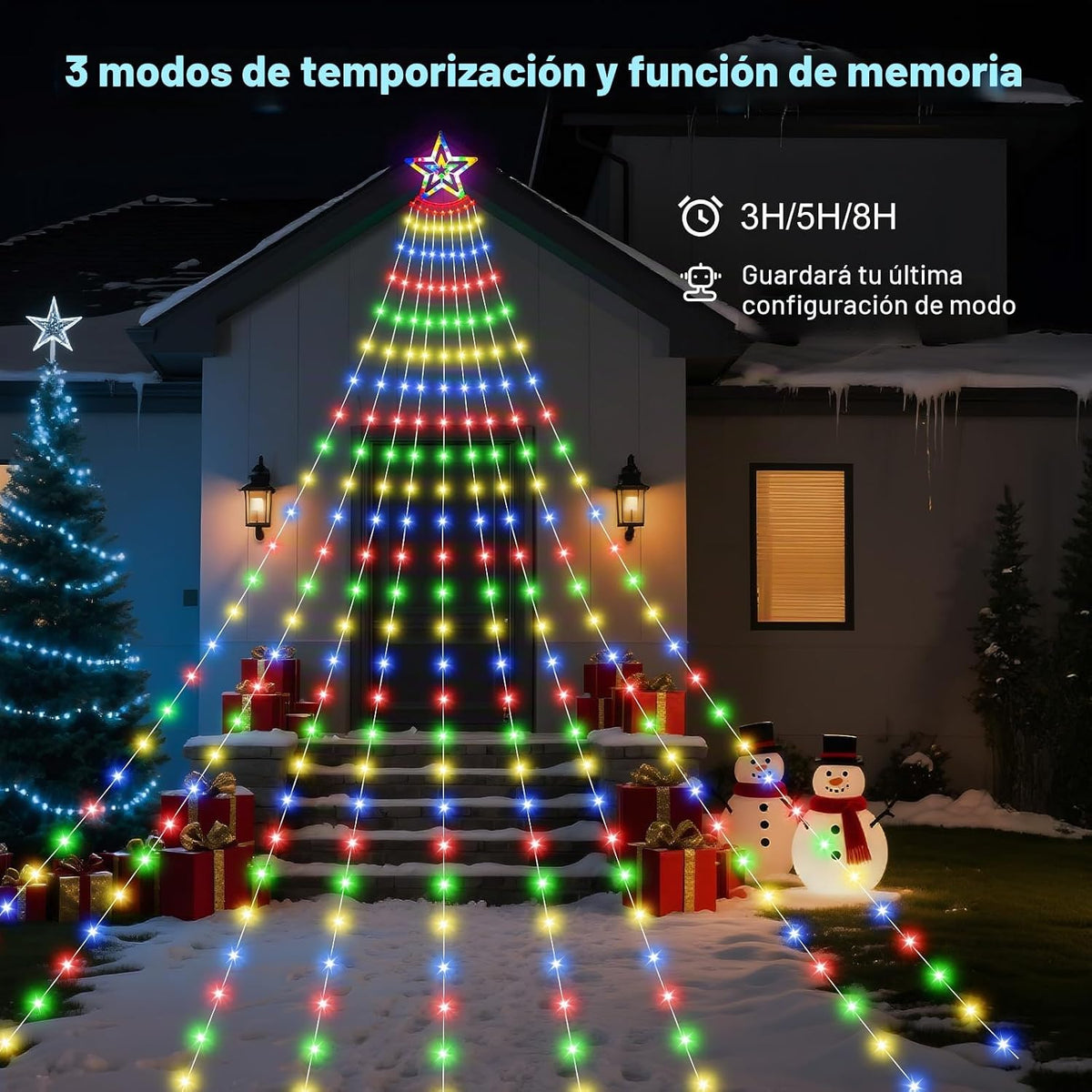 AMIPEPE - Luces solares para árbol de Navidad, 18.37 pies, 532 LED,...