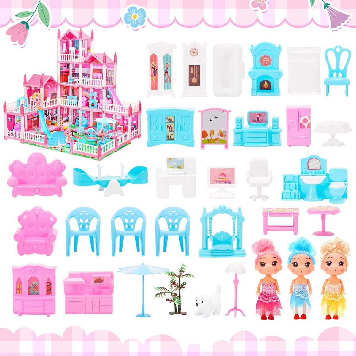 Casa de muñecas AmiDear con 4 pisos y 11 habitaciones, juego de cas...