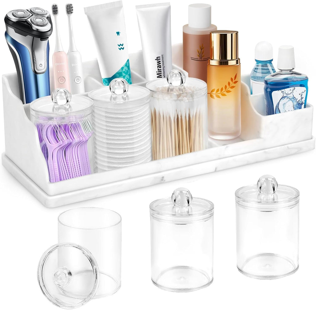 Organizador de mostrador de baño, soportes grandes de silicona blan...