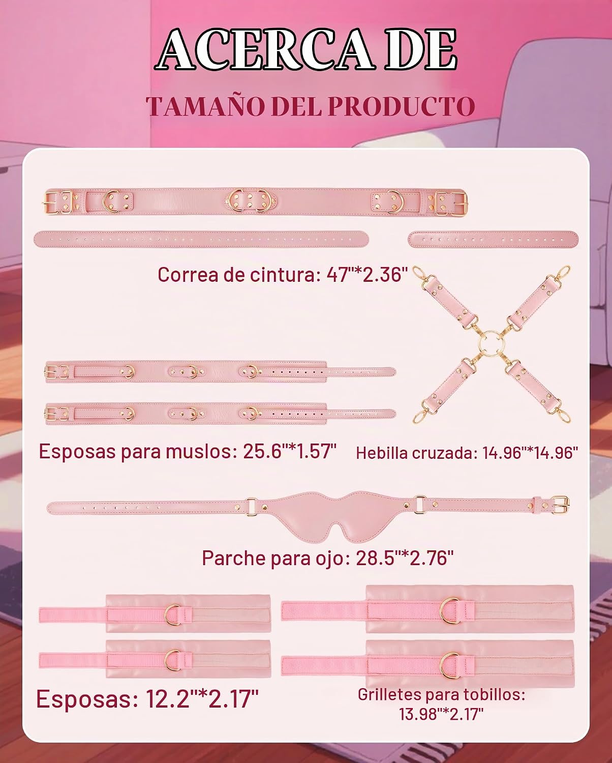 UTIMI - Juego de 6 piezas de sujeción con esposas ajustables, puños...
