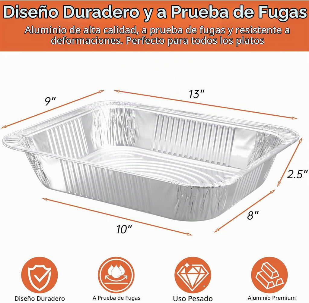 Lideropa Paquete de 10 bandejas de aluminio de 9 x 13, sartenes des...