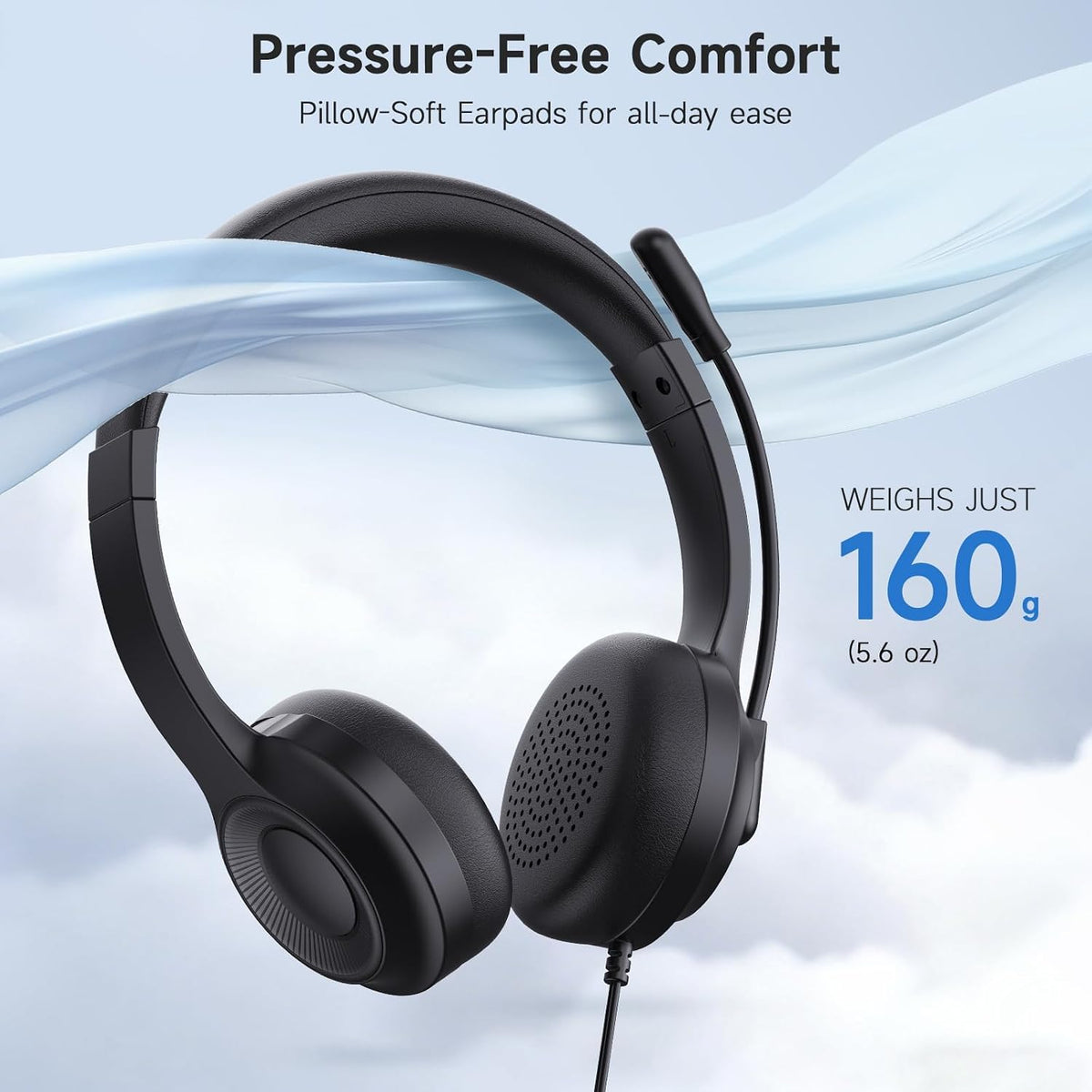 AOC Auriculares USB con micrófono para PC, auriculares con cable en...